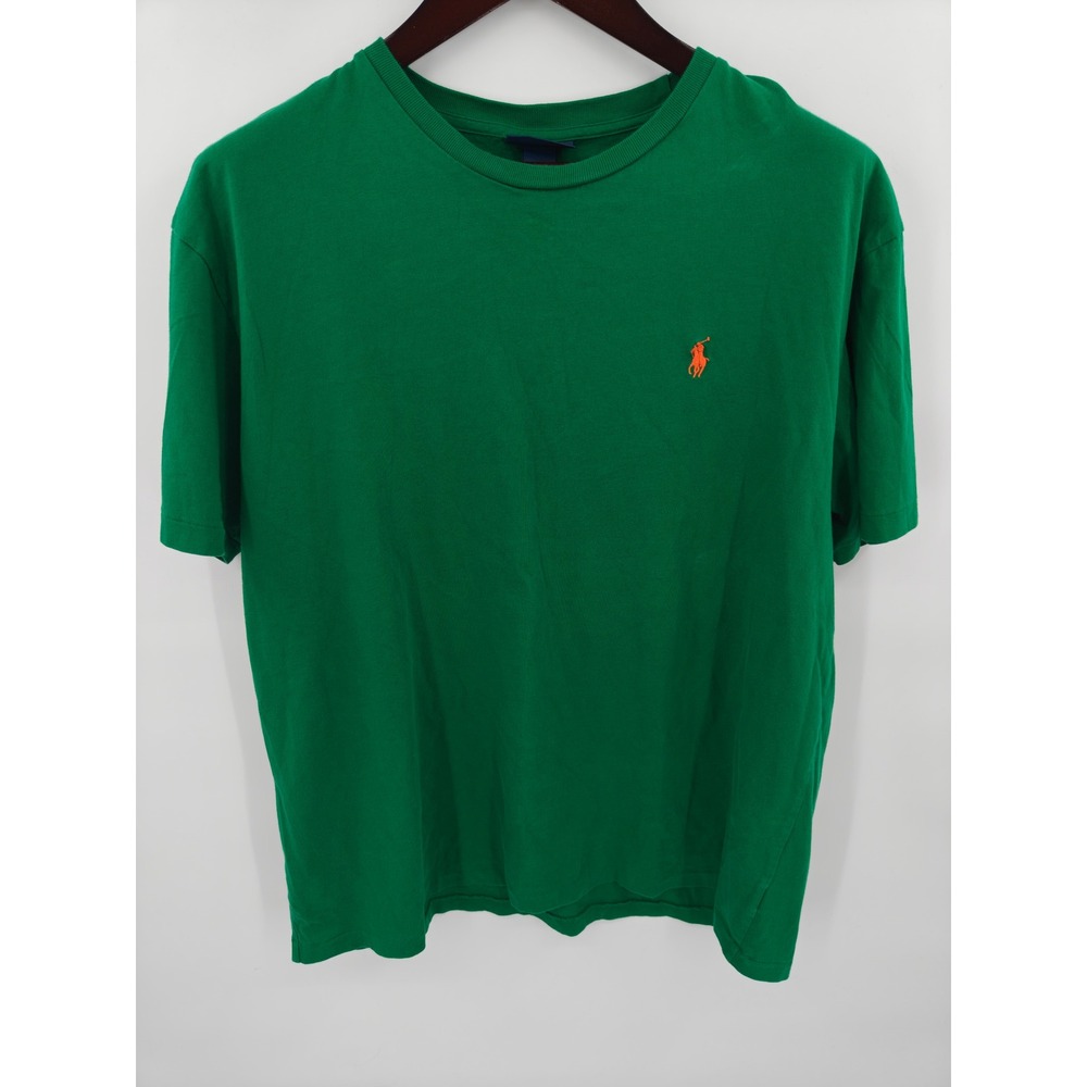 Polo Ralph Lauren Mens Large Green Orange Pony Logo Cotton Crew Neck T-Shirt